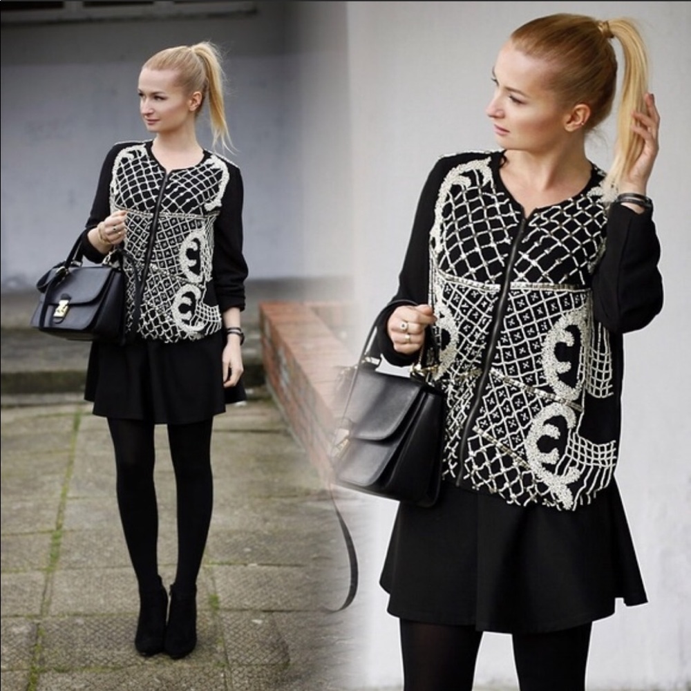 Rare HTF Zara Balmain Inspired Beaded Bomber Jacket